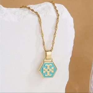 Gold Enamel Pendant Necklace